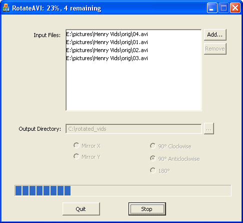 screenshot: during operation